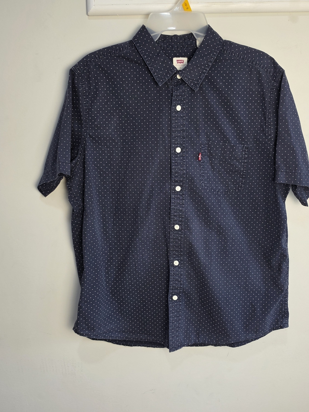 Levi's Navy Short-Sleeve Dot-Print Button-Up Shirt